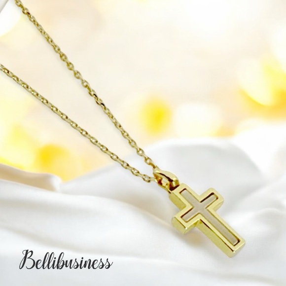 Kendra Scott Cross Gold Pendant Necklace in White Lab Grown Opal - Picture 5 of 8